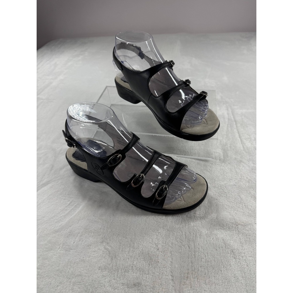 Propét Mystic Slingback Sandals Women's 6M Black Leather Adjustable Buckles